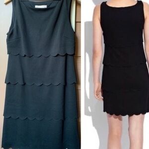 Philosophy Tiered Scallop Ruffle Shift Little Black Dress Size Large